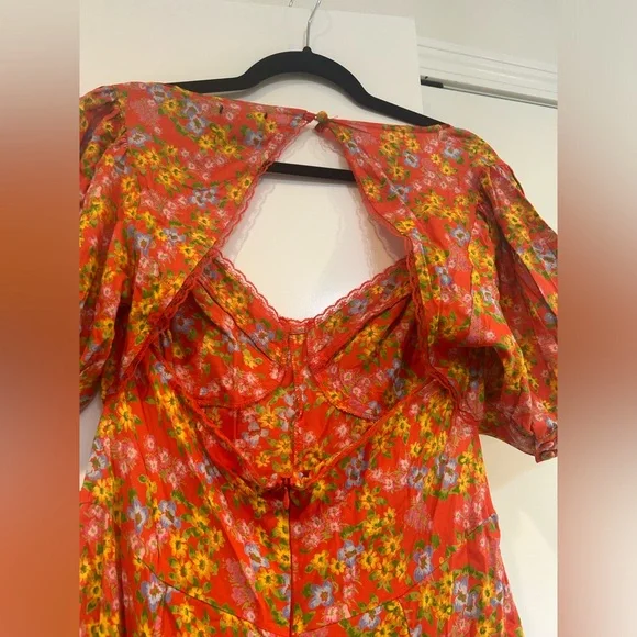 NWOT ASOS Design Cupped Red Floral Open Back Cut Out Tea Mini Dress size 8 - Picture 10 of 14